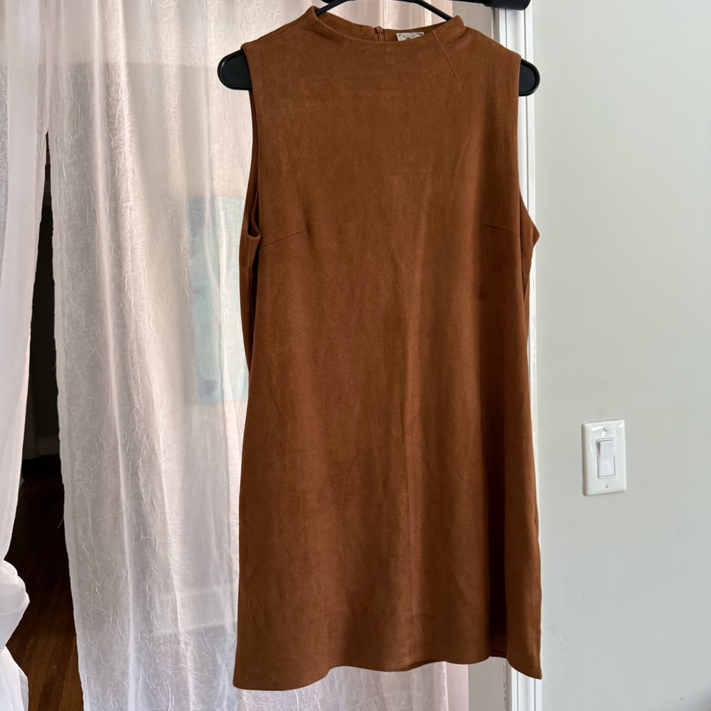 Sadie and Sage Brown Sleeveless Faux Suede Dress